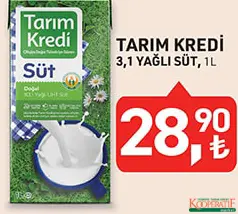 TARIM KREDİ %3,1 YAĞLI SÜT 1 L